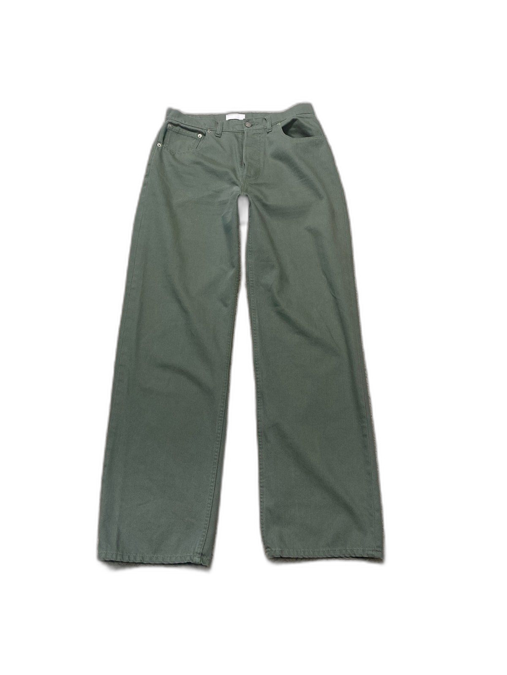 Boyish High Rise Button Fly Wide Straight Leg Pants/Jeans Olive Green Size 28